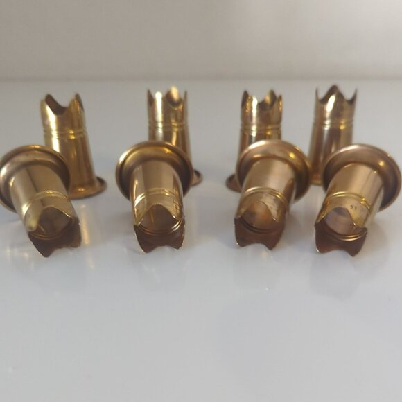 Vintage Set of 8 Brass Tall Ring Inserts For Pillar Candle Holders - Picture 4 of 5